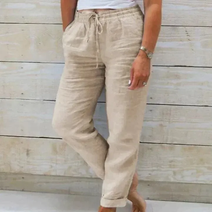 Comfortable Cotton Summer Trousers with Elastic Waistband