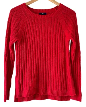 Cool Winter Cardinal Red Ribbed Crewneck Sweater