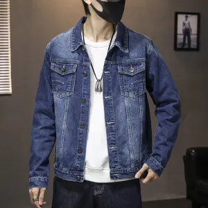 Denim Varsity Jacket Fall/Winter Slim Versatile Denim Jacket Men's Jacket