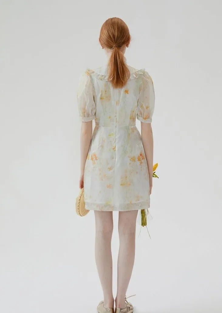 FLORAL SHORT COLLARED DRESS