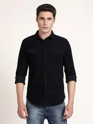 Men Navy Blue Solid Formal Shirt (GBRJ6023)